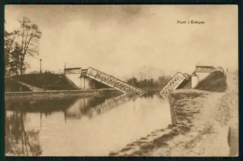 1. WK - Pont l Eveque Zerstörte Brücke - 6. Pomm. Inf. Rgt. 49 - Feldpost 1917