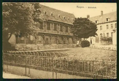 1. WK - Noyon Bibliothek Mittelalter - 6. Pomm. Inf. Rgt. 49 - Feldpost 1917