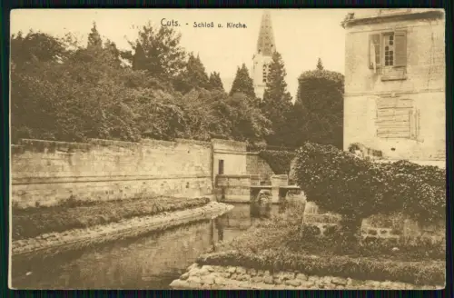 1. WK Cuts Schloss und Kirche Ortsansicht 6. Pomm. Inf. Rgt. 49 - Feldpost 1917