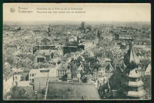 1. WK - Antwerpen Stadtpanorama Domblick - 6. Pomm. Inf. Rgt. 49 - Feldpost 1917