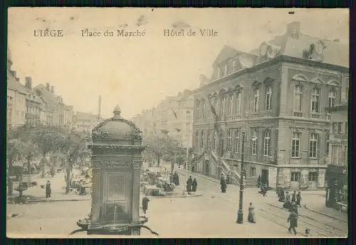 1. WK - Liège Place du Marché Rathaus - 6. Pomm. Inf. Rgt. 49 - Feldpost 1918