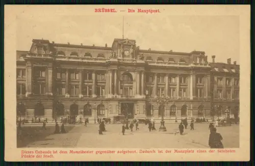 1. WK Brüssel Hauptpost Zentralpost Stadt 6. Pomm. Inf. Rgt. 49 - Feldpost 1918