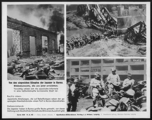 Von den siegreichen Kämpfen der Japaner in Burma Infanterie Vormarsch Beute 1942