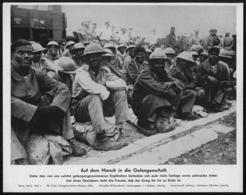 POW Prisoner of War - Gefangenenmarsch Westfront englische Soldaten und Inder