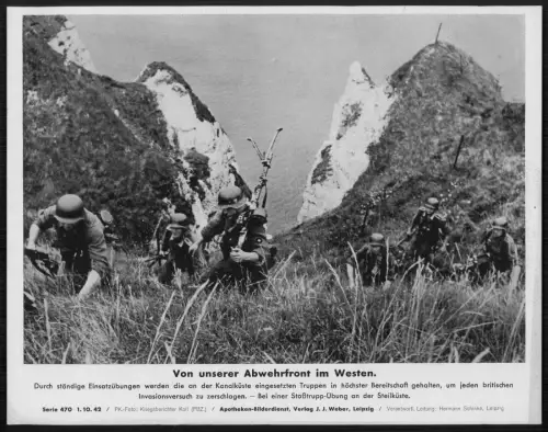 Wehrmacht Soldaten Atlantikküste Abwehrfront Steilküste Stoßtrupp - 1942 PK Foto