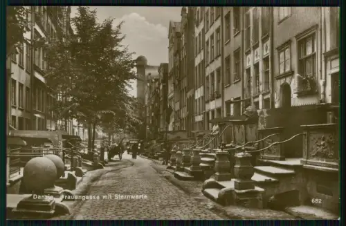Echt Foto AK - Gdańsk Danzig Polen Blick in die Frauengasse mit Sternwarte 1939