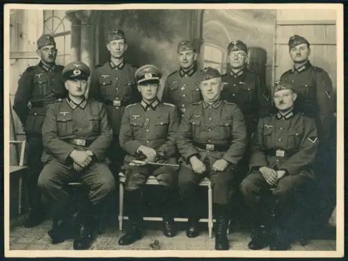 Foto 24x18cm - Soldaten Wehrmacht - Gruppe mit 9 Kameraden