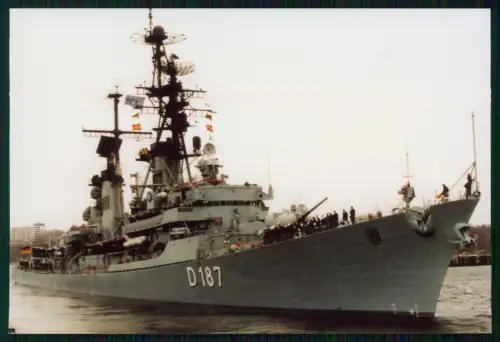 Foto 15x10cm - Schiff Lenkwaffenzerstörer Rommel D187 - Bundesmarine Bundeswehr