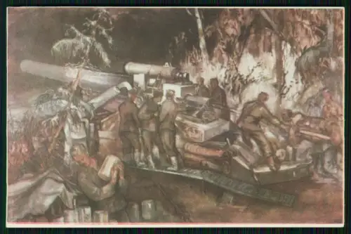 Wehrmacht Russ. Front Schwere Artillerie Feldpost Kriegsmalerei Walter Hensellek