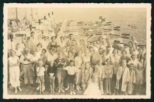 Foto AK - Landungssteg Dahme - Dampfboote Motorboote - Fahne Kaiserlichen Marine