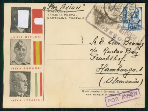 Bilbao Spanien Luftpost Por Avion - Franco Italien Deutschland 1938 gelaufen