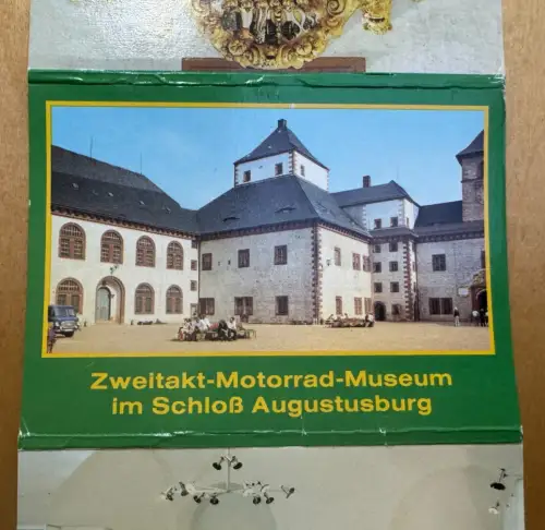 Augustusburg Schloß Zweitakt Motorrad Museum DDR Leporello Souvenir Heft 11x8cm