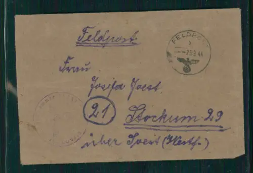 7x Feldpostbriefe - 1940 - 1944 - Franz Joest aus Stockum Möhnesee - über Soest