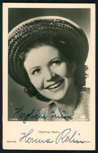 Herma Relin - Schauspielerin Portrait - Original Autogramm - Ross Verlag