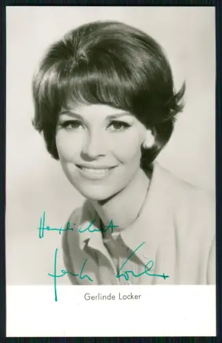 Gerlinde Locker Schauspielerin Portrait Original Autogramm Karte signiert 1960er