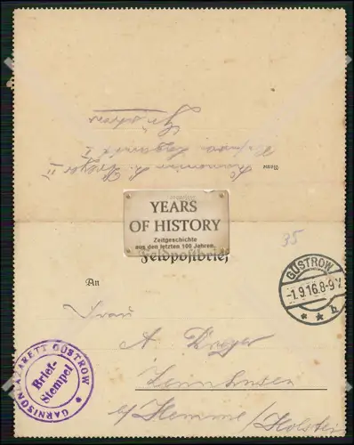 10x Feldpostkarte 1. WK Güstrow 1916 Soldat Dreyer aus Zennhusen Hemme gef. 1918