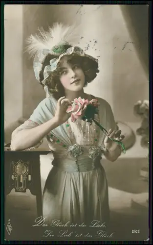 5x AK alte Postkarten - Jugendstil Damen Frauenporträts koloriert 1900-20 gel.