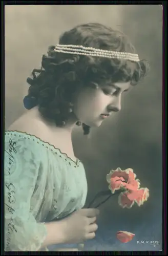 5x AK alte Postkarten - Jugendstil Damen Frauenporträts koloriert 1900-20 gel.