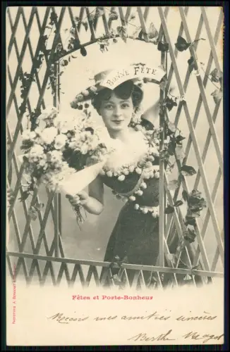 5x AK alte Postkarten - Jugendstil Frauenporträts - Atelier Grußkarten - 1900-20