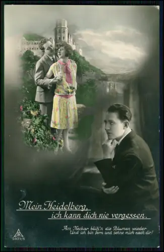 12x AK - Postkarten mit romantischen Liebespaaren Darstellungen 1900-1925 gel.