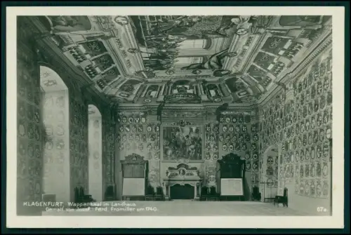 Foto AK - Innenraum Wappensaal Landhaus Klagenfurt Darstellung der Wappen - 1941