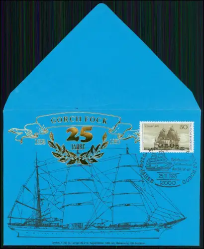 4x AK + Briefumschlag - Hamburg Segelschiffe Windjammer U Boot Gorch Fock 25 J.