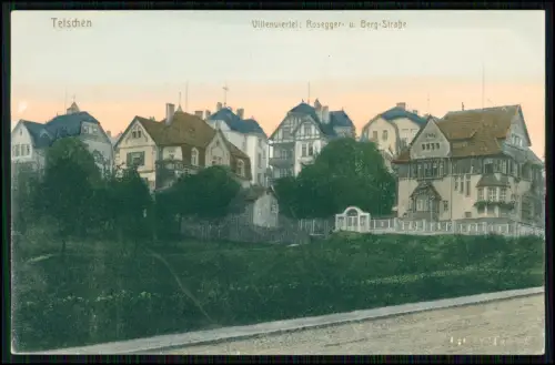 AK Tetschen-Bodenbach Děčín - Villenviertel Rosegger Berg Straße koloriert 1910
