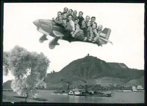 4x Foto - Königswinter Drachenfels Flugzeug Rundfahrt Rhein Schaufelraddampfer