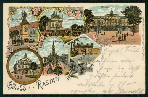 AK Litho - Rastatt im Schwarzwald Baden Württemberg- 1905 gelaufen viele Stempel
