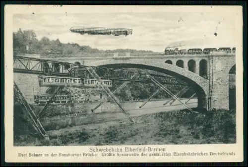 4x AK - Wuppertal Elberfeld Sonnborn Brücke Schwebebahn Zeppelin - 1904-10 gel.