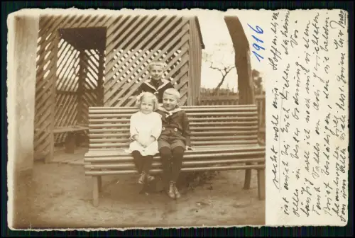 AK - Weißenborn Zwickau Sachsen - Kinder auf Gartenbank vor Holzlaube 1916 gel.