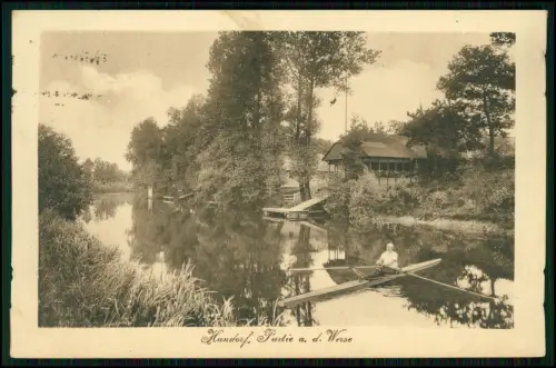 Werbe AK - Handorf Münster - An der Werse Sport-Ruderer im Boot - 1925 gelaufen