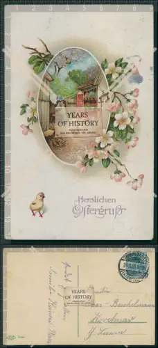 AK Litho Ostern Blumen 1921 gelaufen