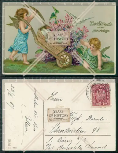 AK Gold Präge Karte Kinder Engel 1911 gelaufen 