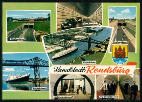 3x Foto AK - Bauwerke Kanalstadt Rendsburg - große Schiffe Nord-Ostsee-Kanal ua.