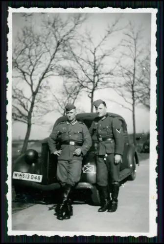 6x Foto - Soldaten Wehrmacht - Fahrzeuge Kennzeichen WH-613048 - und andere