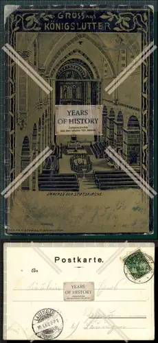 AK Königslutter an der Elm Inneres der Stiftskirche Karte in Gold 1901 gelaufen 