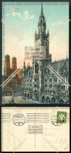 AK München Rathaus 1910 nach Berlin gelaufen