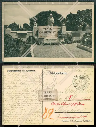 AK Bayerndenkmal Kriegerdenkmal bei Ingersheim Feldpost 1916 gelaufen