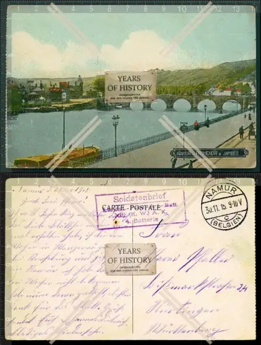 AK Namur Belgien 1915 Stempel Soldaten Brief siehe Rückseite alles geschrieben 