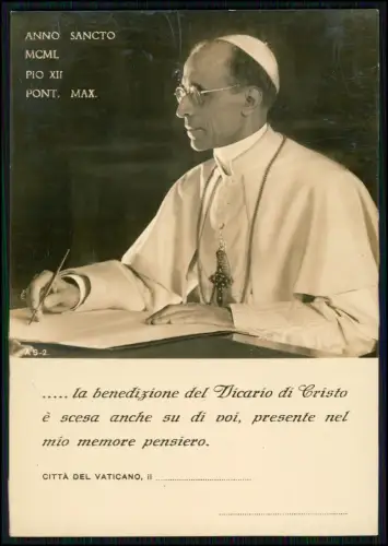 2x Foto AK - Vatikanstadt Rom Papst Pius XII - mit offizieller Segensinschrift