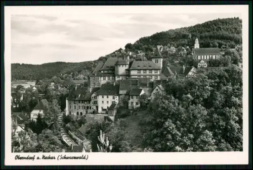 Echt Foto AK - Oberndorf am Neckar Stadtkern Schloss u. Kirche grüne Waldkulisse