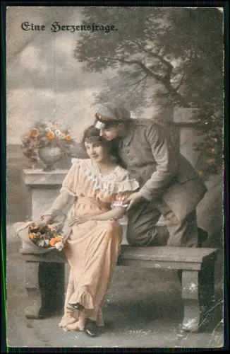 5x AK 1. WK - Gefühle Liebe Abschied - Feldpost 1917 gelaufen - n. Lemgo Detmold