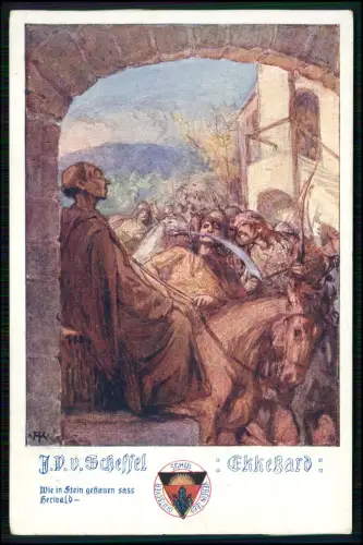 AK - Wien Eckkehard Heribald Scheffel - Deutscher Schulverein - gelaufen 1917