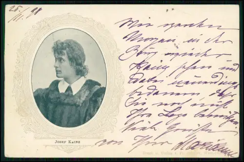WIEN Josef Kainz Schauspieler Porträt - Korrespondenzkarte 1898 gel. Burgtheater
