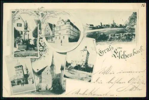 AK - Wolframs Eschenbach mit Rathaus, Stadtkirche und Oberer Turm 1898 gelaufen