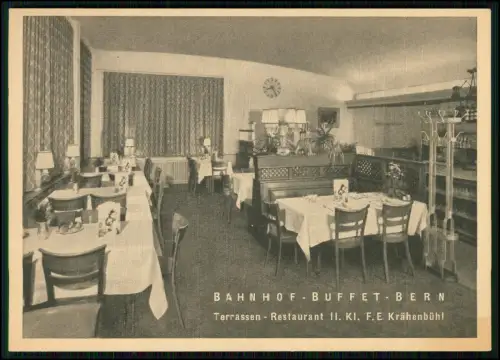 Bern Bahnhof Buffet Terrassen - Restaurant II Klasse F E Krähenbühl Schweiz 1939
