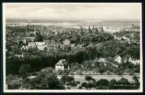 Foto AK - Aschaffenburg Altstadt Schloss Kirchtürme Wohnhäuser Mainufer uvm.1940