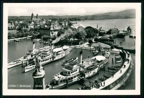 Foto AK - Lindau Bodensee Dampfschiffe Lindau Bavaria u.a.- Hafenanlage von Oben