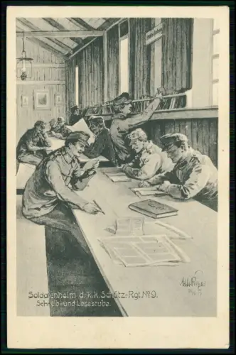 AK 1.WK Soldatenheim d.k.k. Schütz. Regiment 9 Österreichisch ungarischen Armee